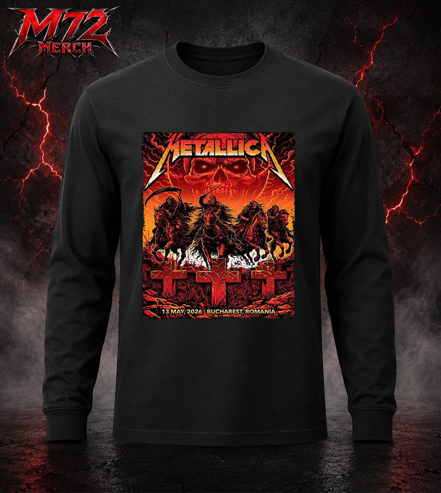 Metallica M72 World Tour May 13 2026 Bucharest Arena Națională Four Horsemen Skull Long sleeve